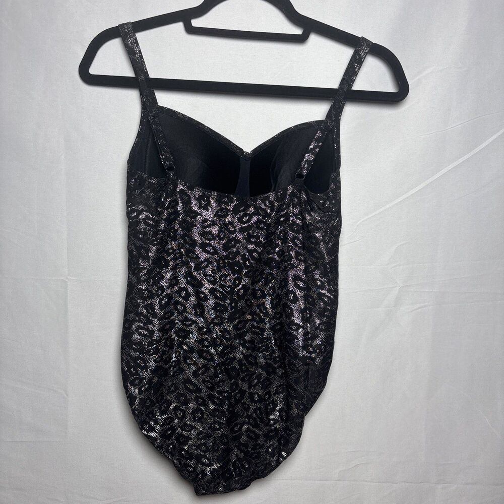 Nip Tuck 1pc Silver & Black Leopard Print Ruched … - image 4
